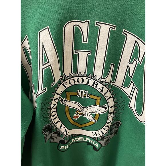 Vintage 90s Nutmeg Philadelphia Eagles NFL Crewneck Sweatshirt Kelly Green L - Picture 9 of 9
